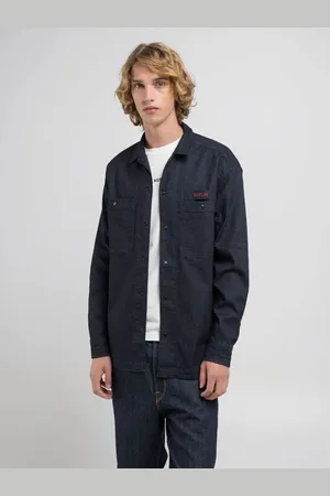 Replay Camisa manga larga M415R.875.84A-007 DARK BLUE para hombre