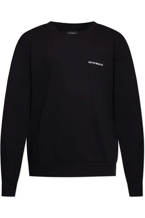 Emporio Armani Jersey Embroidered Logo Lounge Sweatshirt Black para hombre