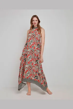 GISELA Vestidos Vestido largo midi halter estampado para mujer