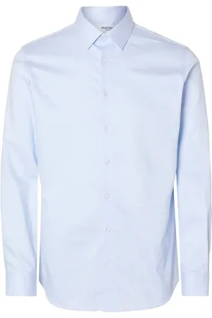 SELECTED Camisa manga larga 16092939 SLIM-PERFORMANCE-LIGHT BLUE MIXED WITH WHITE para hombre