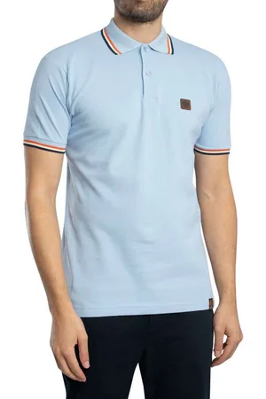 TROJAN Polo Polo de piqué con ribetes de tres colores para hombre