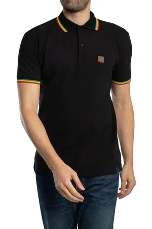 TROJAN Polo Polo de piqué con ribetes de tres colores para hombre