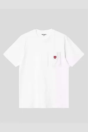 Carhartt Camiseta CAMISETA POCKET HEART TEE WHITE-RED para hombre