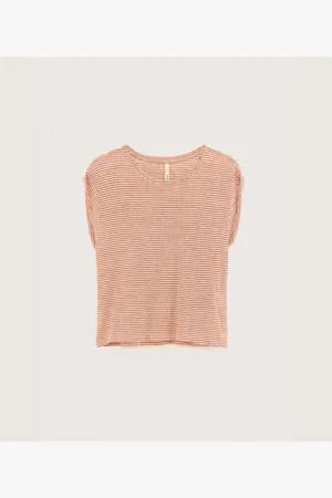 Bellerose Camiseta Vlyn Tshirt Stripes Orange para mujer