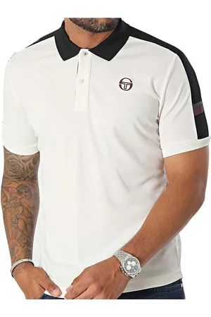Sergio Tacchini Tops y Camisetas Cross Stripe Polo Shirt Gardenia/Black para hombre