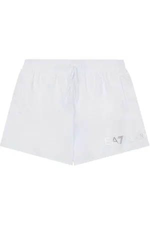 EA7 Bañador Logo Swim Shorts White/Silver para hombre