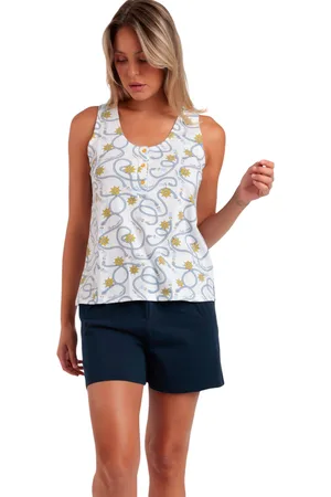 Admas Pijama Pantalones cortos de pijama Camiseta tirantes Sailor para mujer