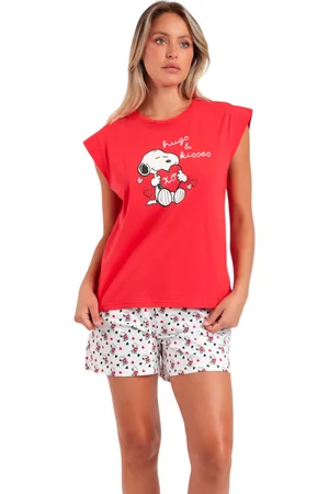 Admas Pijama Pijama de camiseta corta Peanuts In My Heart para mujer