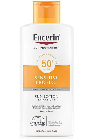 Eucerin Protección solar Extra Light Sensitive Protect Sunscreen Lotion SPF 50+ para mujer