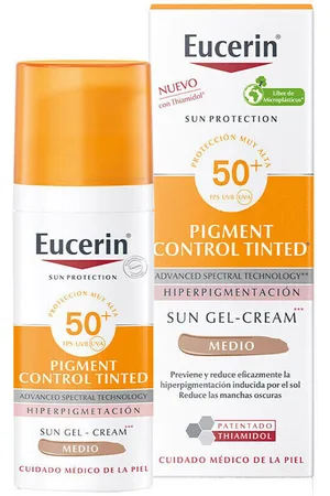 Eucerin Protección solar Tinted Sunscreen Gel-Cream Pigment Control SPF 50+ Medi para mujer