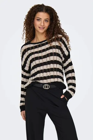 ONLY Jersey 15339536 CAPRI LS O-NECK-BLACK/PUMICE STONE para mujer