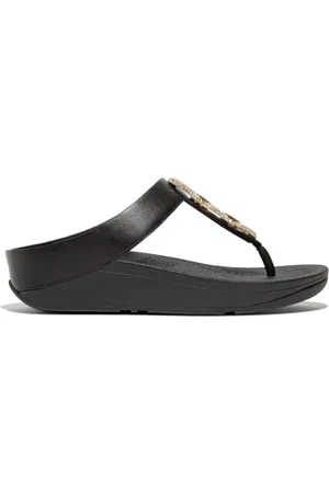 FitFlop Chanclas CHANCLA FINO CRISTAL-CHAIN TOE POST NEGRA para mujer