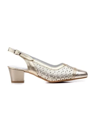 Cbp - Conbuenpie Zapatos de tacón Salones destalonados de piel dorada by CBP para mujer