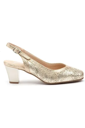 Cbp - Conbuenpie Zapatos de tacón Salones destalonados de piel dorada by CBP para mujer