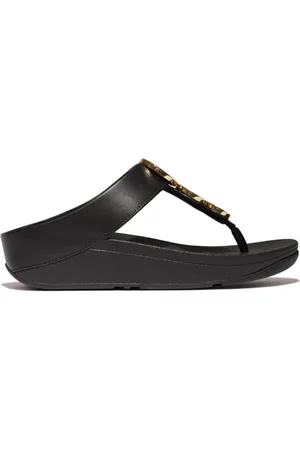 FitFlop Chanclas CHANCLA FINO RESIN-HOOP TOE POST NEGRA para mujer