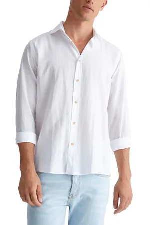 Liu Jo Camisa manga larga Camisa mezcla lino cuello italiano para hombre