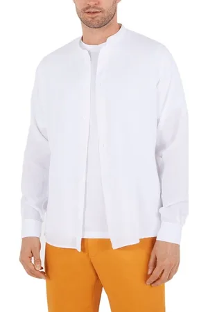 Liu Jo Camisa manga larga Camisa Lino Tencel Cuello Coreano Blanca para hombre