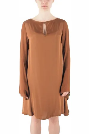Manila Grace Vestido largo Vestido de manga acampanada Tierra para mujer