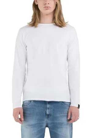 Replay Tops y Camisetas Camiseta Regular Fit Manga Larga Blanca para hombre