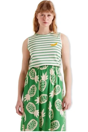 Compañía fantástica Blusa COMPAÑIA FANTÁSTICA T-Shirt 42108 - White/Green para mujer