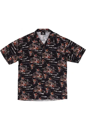 MAUNA KEA Camisa manga larga Camisa Bowling Land of Aloha Negra para hombre