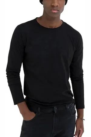 Replay Tops y Camisetas Camiseta Regular Fit Manga Larga Negra para hombre