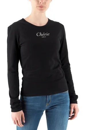 Replay Tops y Camisetas Camiseta de manga larga negra para mujer