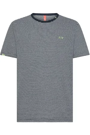 sun68 Tops y Camisetas Camiseta de lino con rayas de playa y blanca para hombre