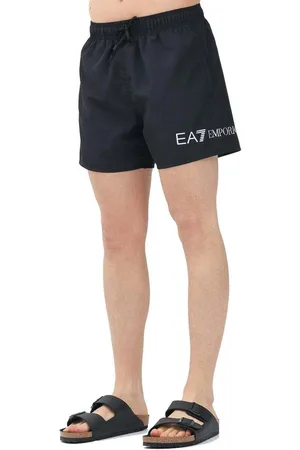 EA7 Bañador Logo Swim Shorts Black/Silver Logo para hombre