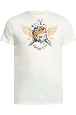 Schott NYC Camiseta Camiseta con estampado frontal vintage para hombre