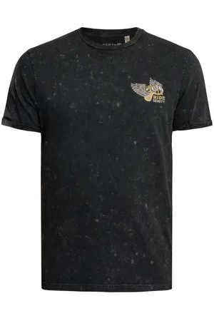 Schott NYC Camiseta Camiseta con estampado vintage en la espalda para hombre
