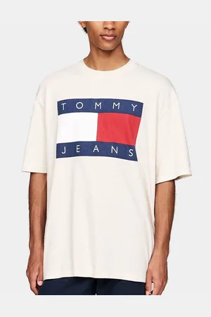 Tommy Hilfiger Camiseta Camiseta Flag Badge Oversized Ceniza para hombre