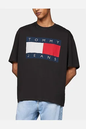 Tommy Hilfiger Camiseta Camiseta Flag Badge Oversized Negra para hombre
