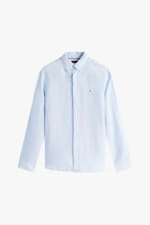 Tommy Hilfiger Camisa manga larga MW0MW34602 LINEN PIGMENT DYED-C10 BREEZY BLUE para hombre