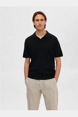 SELECTED Jersey 16090124 LAKE LINEN POLO-BLACK para hombre