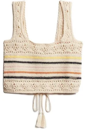 Superdry Camiseta tirantes Débardeur court en crochet à lacets femme para mujer