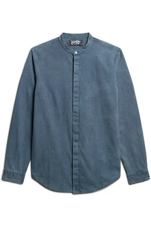 Superdry Camisa manga larga Chemise indigo à col tunisien The Merchant Store para hombre