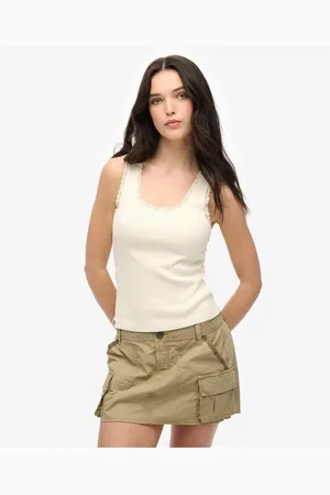 Superdry Camiseta tirantes Débardeur à bordure dentelle femme Vintage para mujer