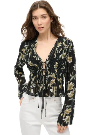 Superdry Blusa Blouse plissé à manches années 70 femme para mujer