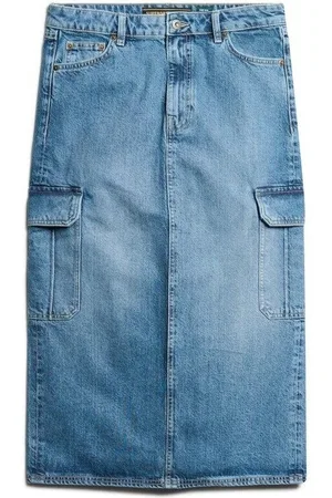 Superdry Falda Jupe en jean mi-longue à poche cargo femme para mujer
