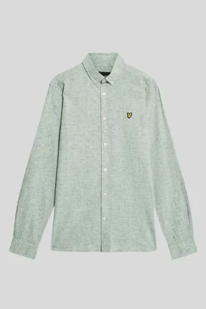 Lyle &amp; scott Camisa manga larga LW2207V LINEN BLEND OXFORD-X583 GREEN MERCURIAL para hombre