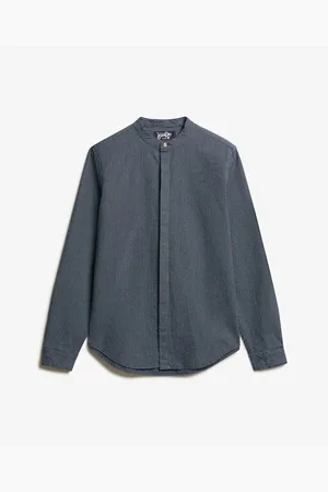 Superdry Camisa manga larga Chemise indigo à col tunisien The Merchant Store para hombre