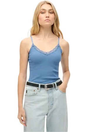 Superdry Camiseta tirantes Débardeur court à liseré dentelle femme Essential para mujer