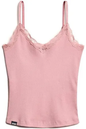 Superdry Camiseta tirantes Débardeur court à liseré dentelle femme Essential para mujer