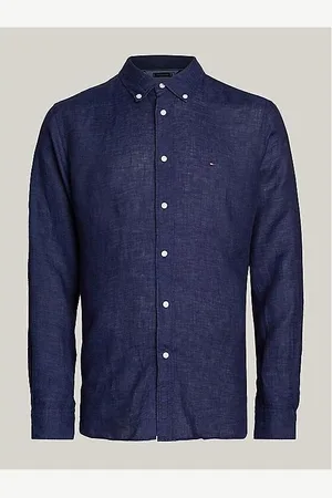 Tommy Hilfiger Camisa manga larga MW0MW34602 LINEN PIGMENT DYED-DCC CARBON NAVY para hombre