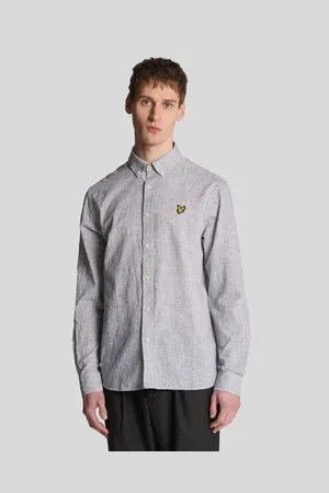 Lyle &amp; scott Camisa manga larga LW2207V LINEN BLEND OXFORD-Z271 DARK NAVY para hombre