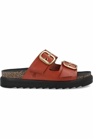 Yokono Chanclas CHANCLA TUNEZ-130 PIEL MARRON NUEZ para mujer