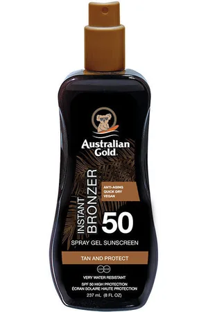 Australian Gold Protección solar Sunscreen Spf50 Spray Gel With Instant Bronzer para mujer