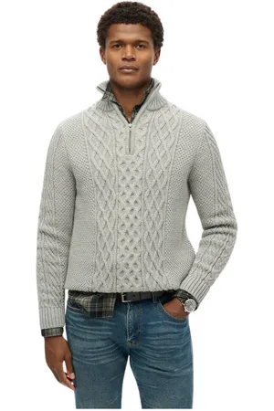 Superdry Jersey Pull col zippé torsadé Jacob para hombre
