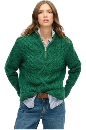 Superdry Jersey Pull col zippé torsadé femme Aran para mujer